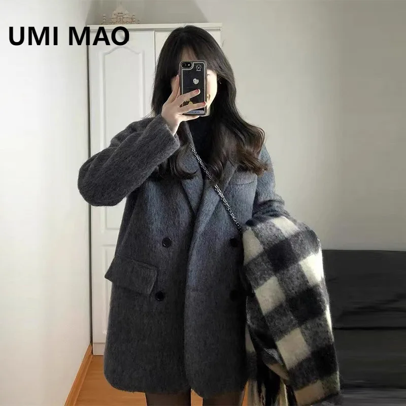 

UMI MAO Woolen Coat Women Short Style For Petite Figures New Autumn And Winter High-End Suit Hepburn Style Thick Woolen