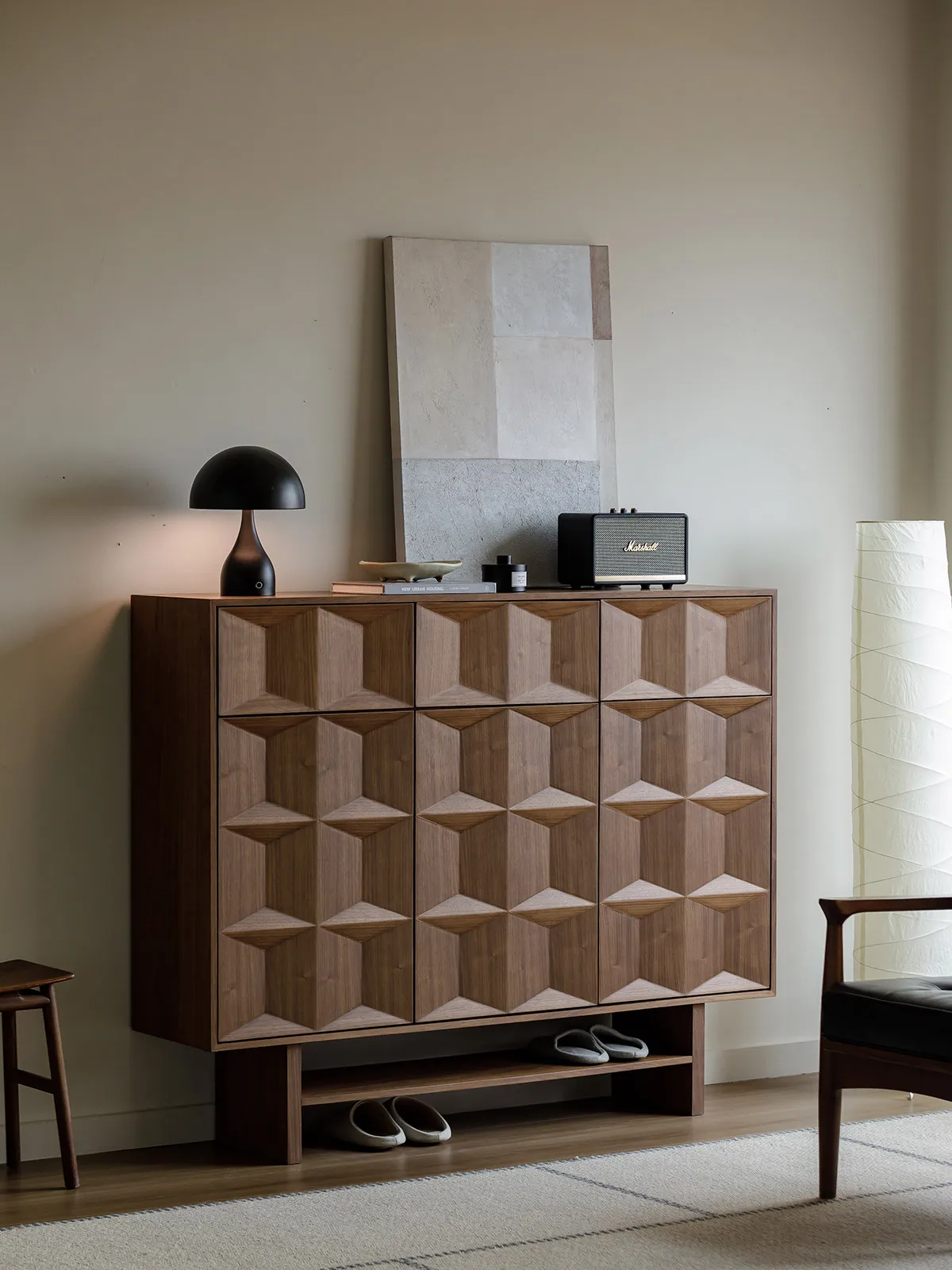 

Medieval solid wood shoe cabinet, parquet cabinet, black walnut shoe cabinet, storage cabinet, home elevator cabinet