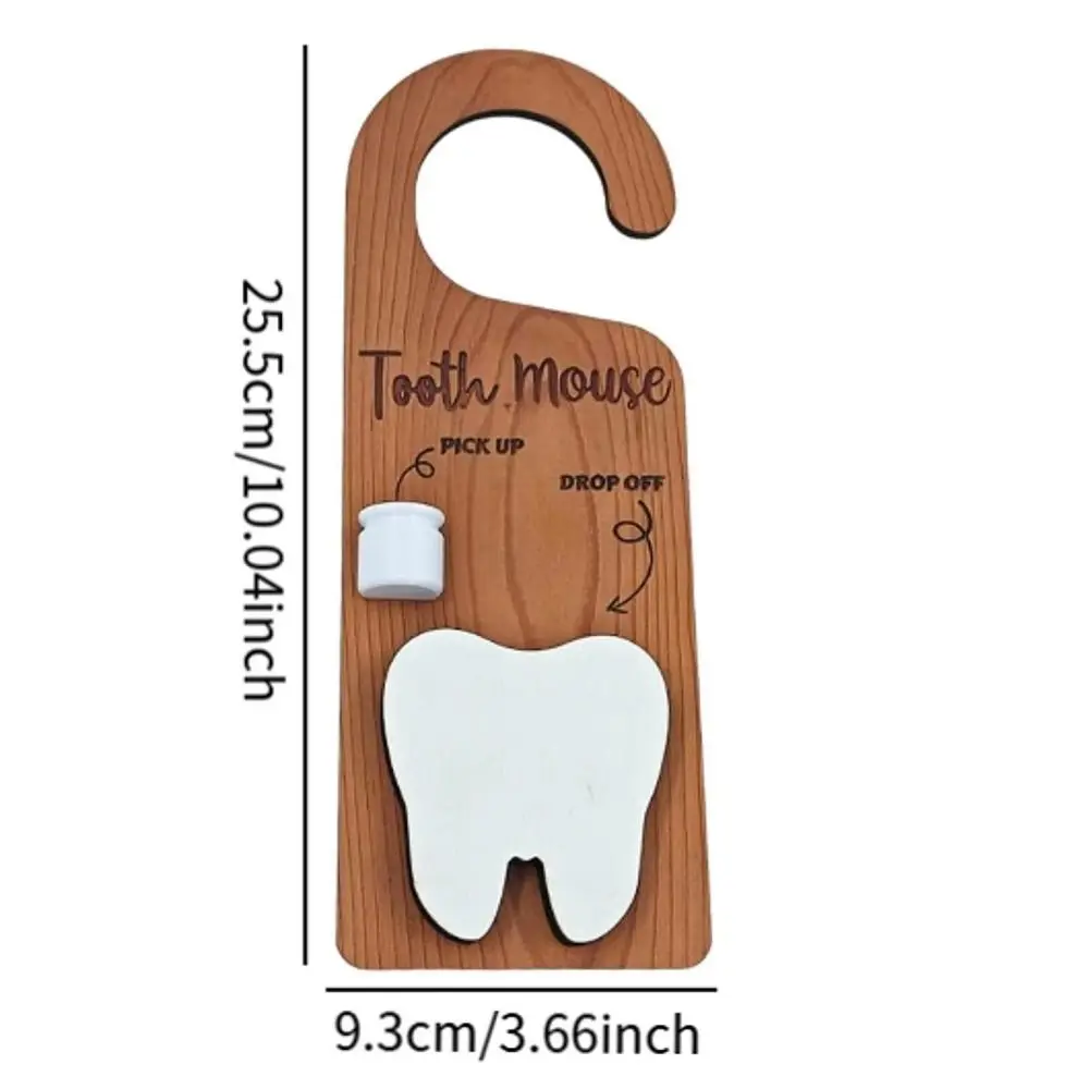 Cabide de porta de dente de madeira decorativo incentivar cuidados com os dentes berçário caixa de coleta de dente leve decoração de suspensão de porta de mouse