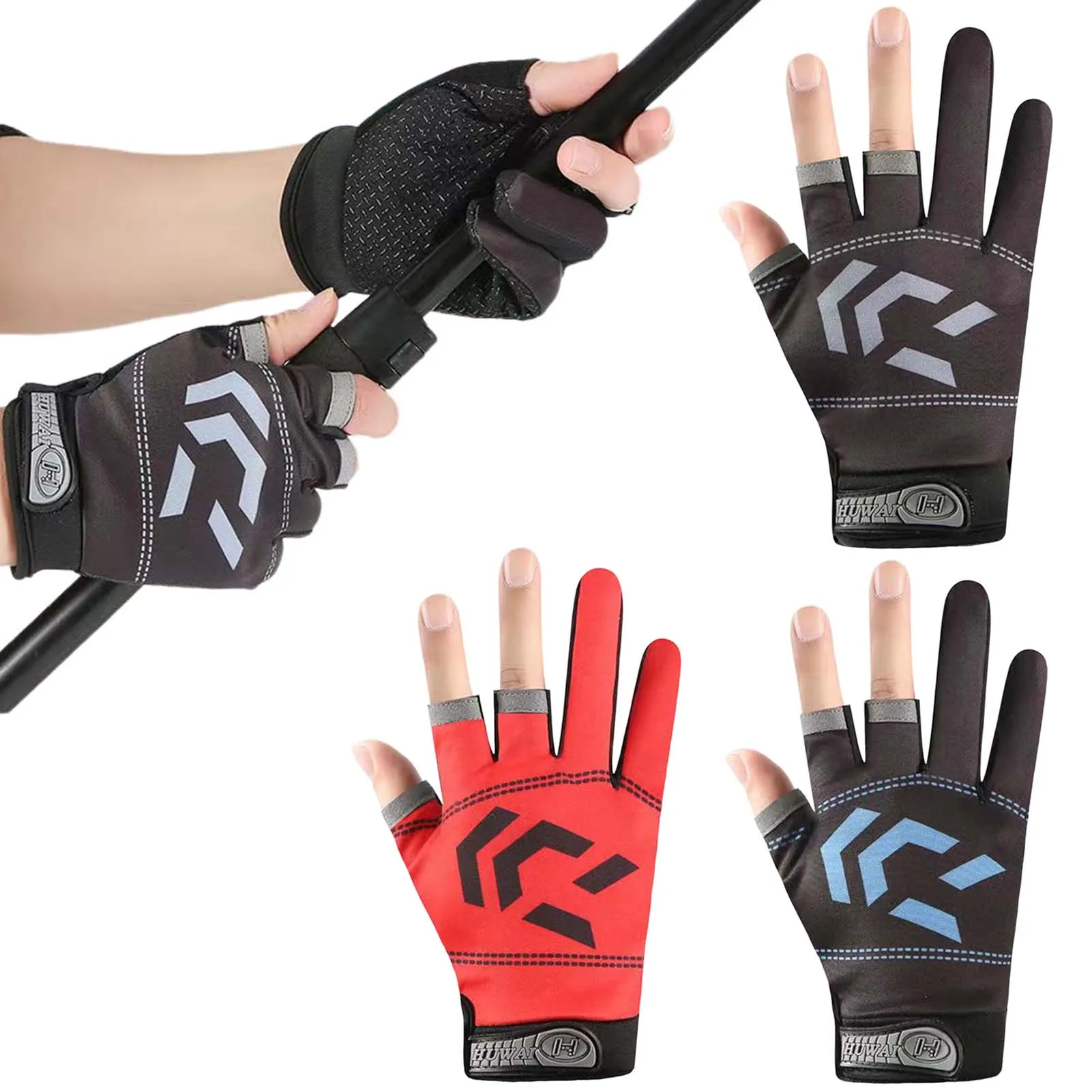 1/2 pair Fishing Gloves Sun Protection 3 Cut Fingers Anti-Slip Breathable Fishing Gloves Suitable for Outdoor Activities image 3