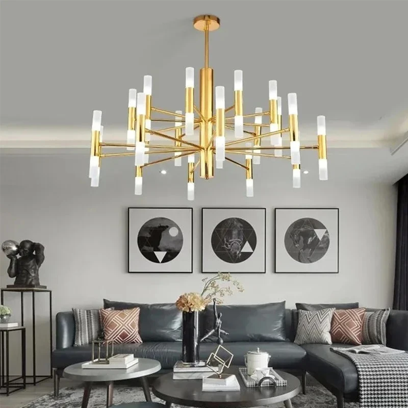 Nordic Luxury Chandelier Multi-Head Branch Design Ceiling Light Gold/Black LED Art Lighting Fixtures for Living Room Dining Room
