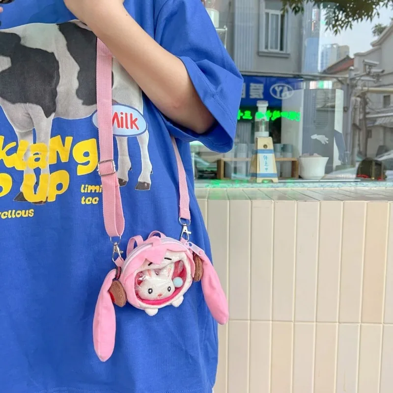 Mini monedero de dibujos animados Hatsune Miku Fufu, bonito estuche para auriculares, bolso de hombro de felpa, bolsa de almacenamiento, llavero, mercancía de Anime Miku