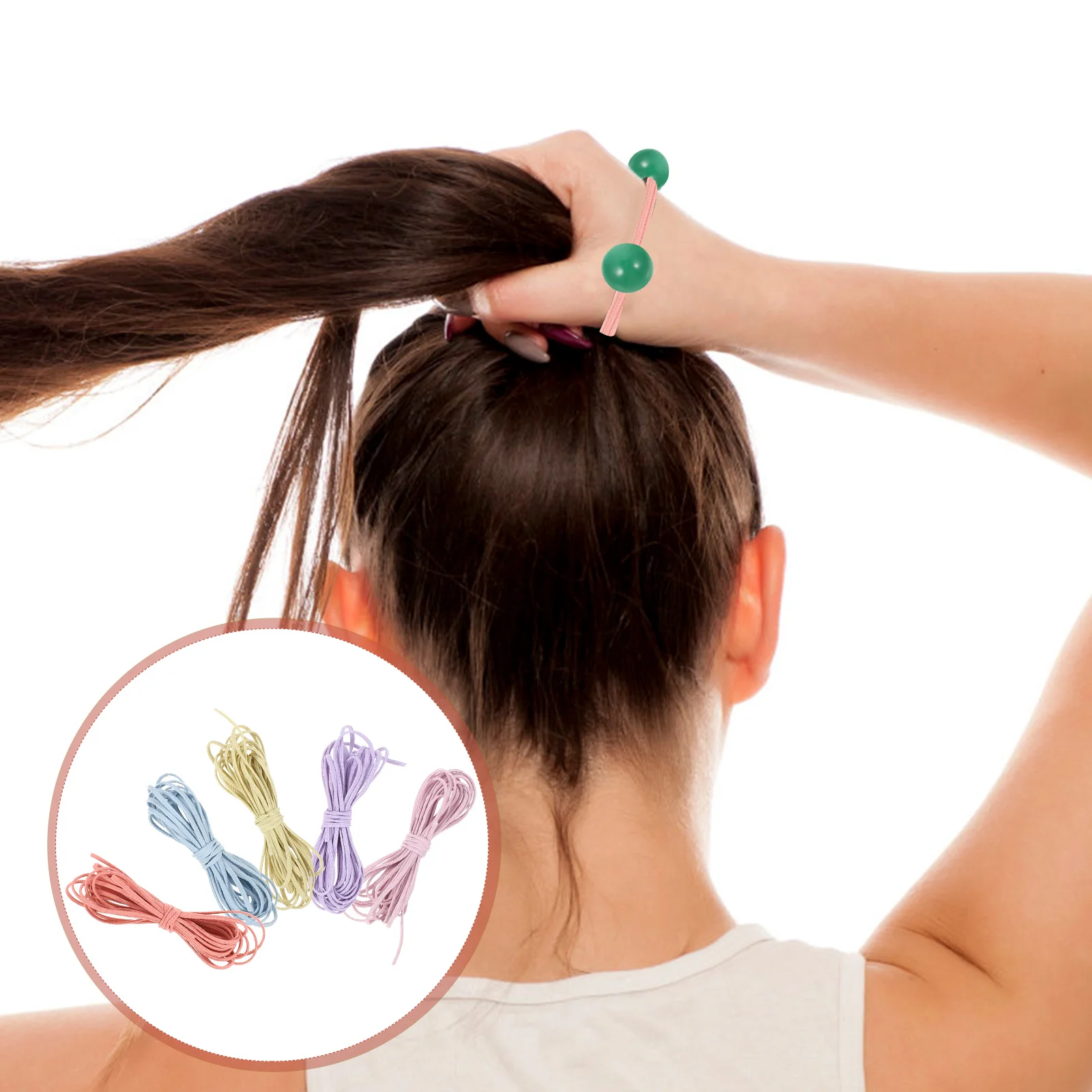 

5Pcs Elastic String Hair Ties Stretchy Cord Bracelet Making Cord Jewelry Beading Accessories for Crafts