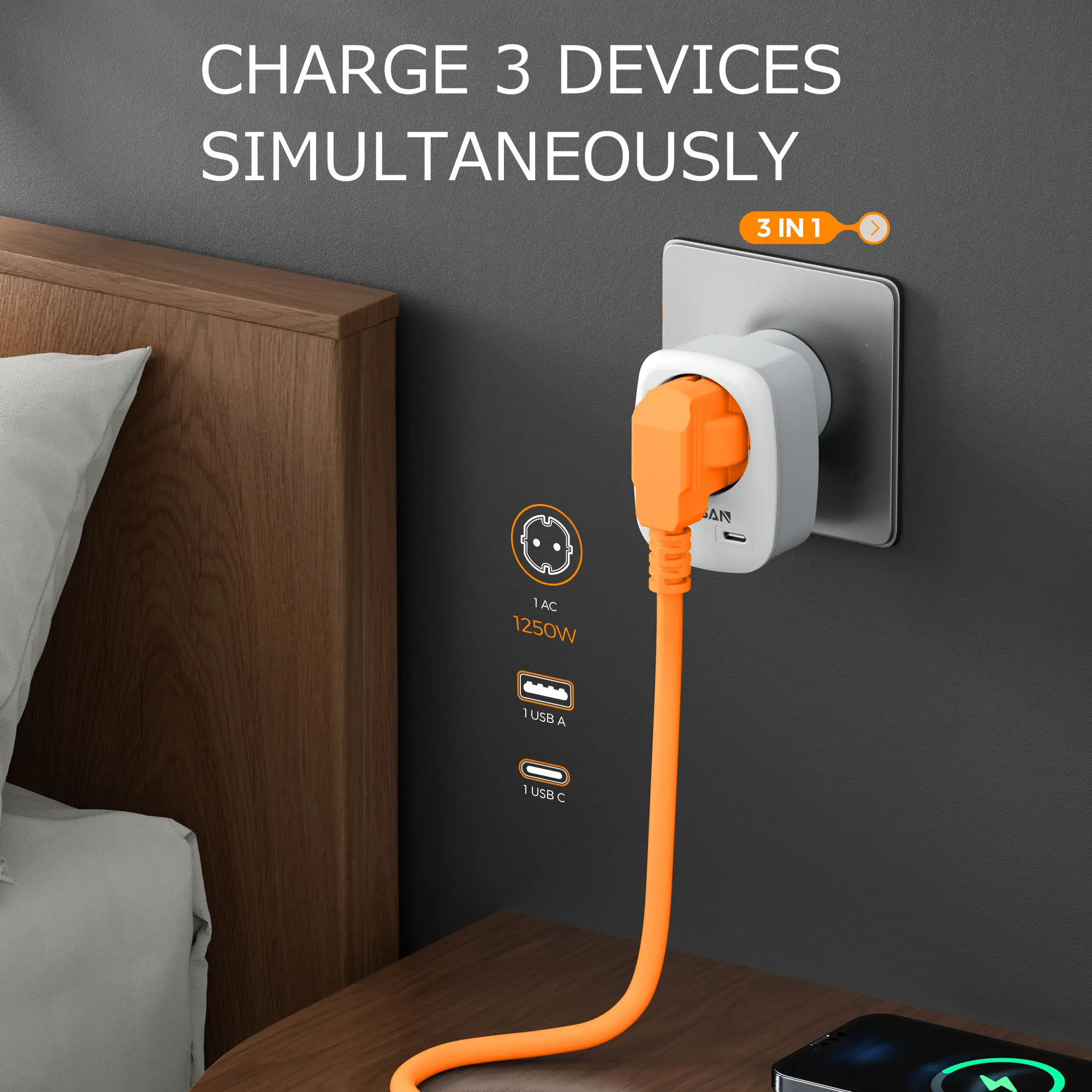 TESSAN Travel Adapter USA Adapter America Europe Plug with 2 USB 2.4A Socket Adapter Travel Plug Power Adapter for Canada Mexico