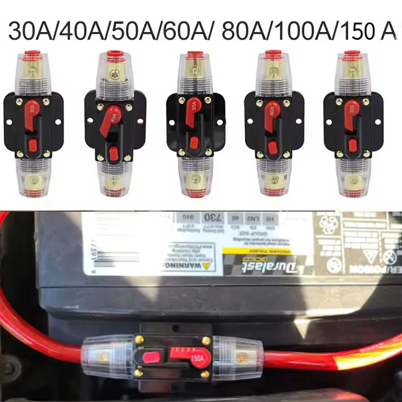 

20A 30A 40A 50A 60A 80A 100A Circuit Breaker 12V 24V DC Car Truck Stereo Resettable Fuse Circuit Breaker Car Power Insurance