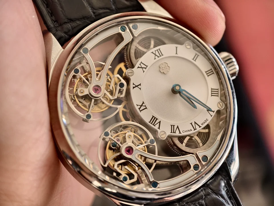 Men's Limited Edition Watch Front and Back Double Tourbillon Flying Suspension Watch Men's Luminous Mechanical Watch Steel