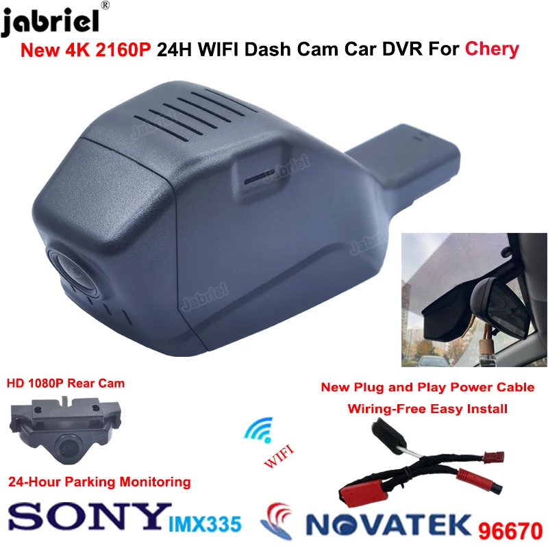 

Jabriel 4K 2160P Wifi Car DVR Plug and Play Video Recorder For Chery Tiggo 4 7 pro 8 2020 - 2023 Dash Cam Front and Rear Camera