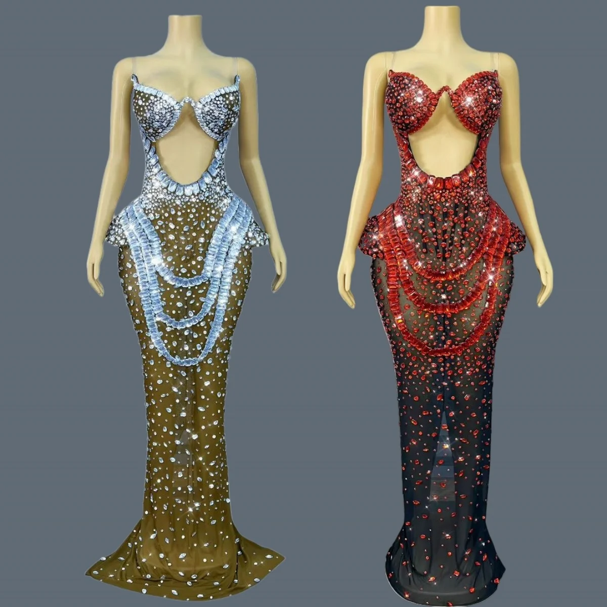 

Elegant Long Prom Dress Beaded Backless Off shoulder Evening Gown Luxurious Sparkly Bodycon Gala Prom Red Carpet Dress Hongguan