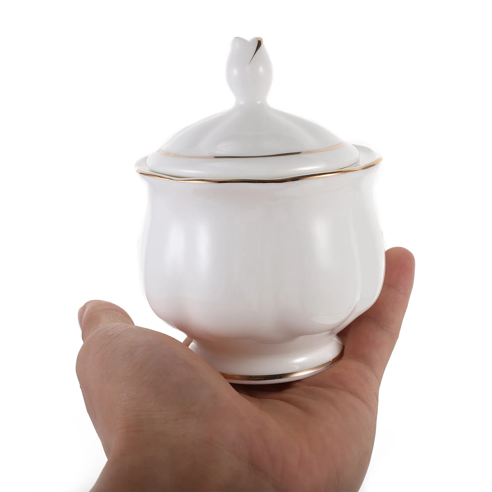 Ceramic Sugar Bowl Candy Serving Jar Household Condiment Container with Lid Decorative Sugar Storage Jar for Kitchen Cafe