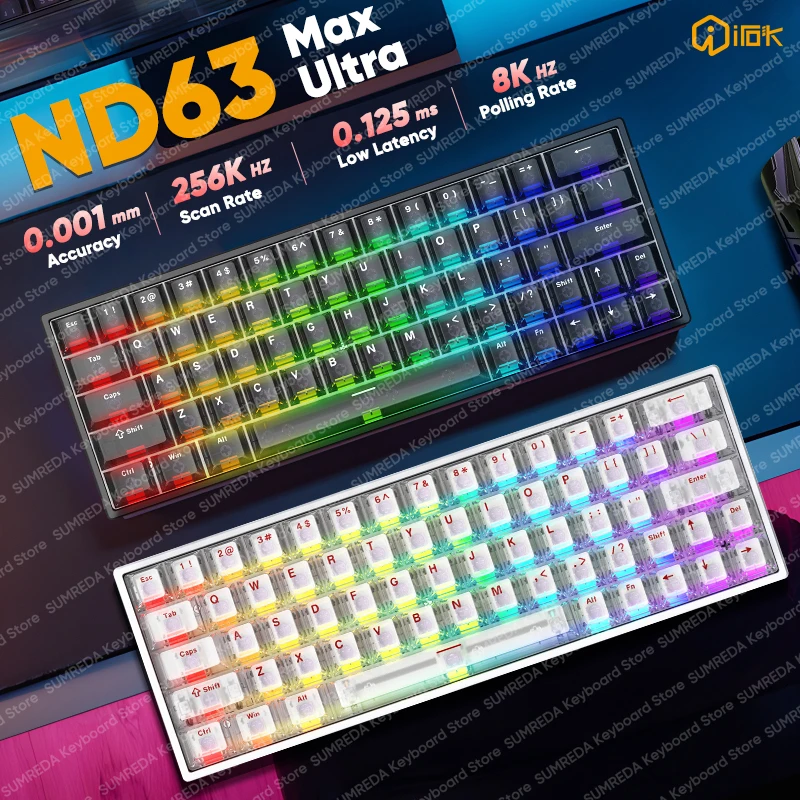 

IROK ND63 Max ND63 Ultra ND68 Pro Gaming Magnetic Mechanical Keyboard 60% Layout RT0.001mm 8K 0.125ms Delay Wired Gamer Keyboard