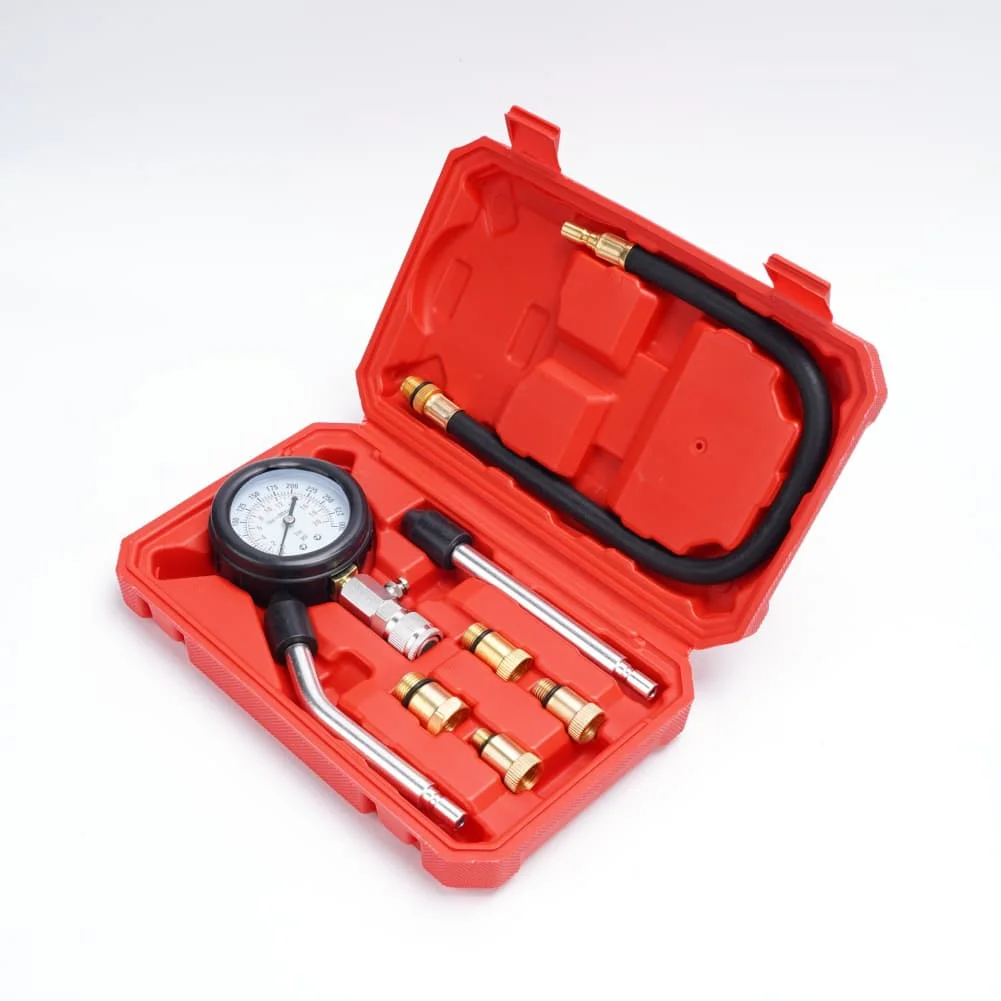 Engine Maintenance Compression Tester Vehicle Pressure Test Dual Scale 0-300psi 0-20kPa Elastic Ends For Quick Checks