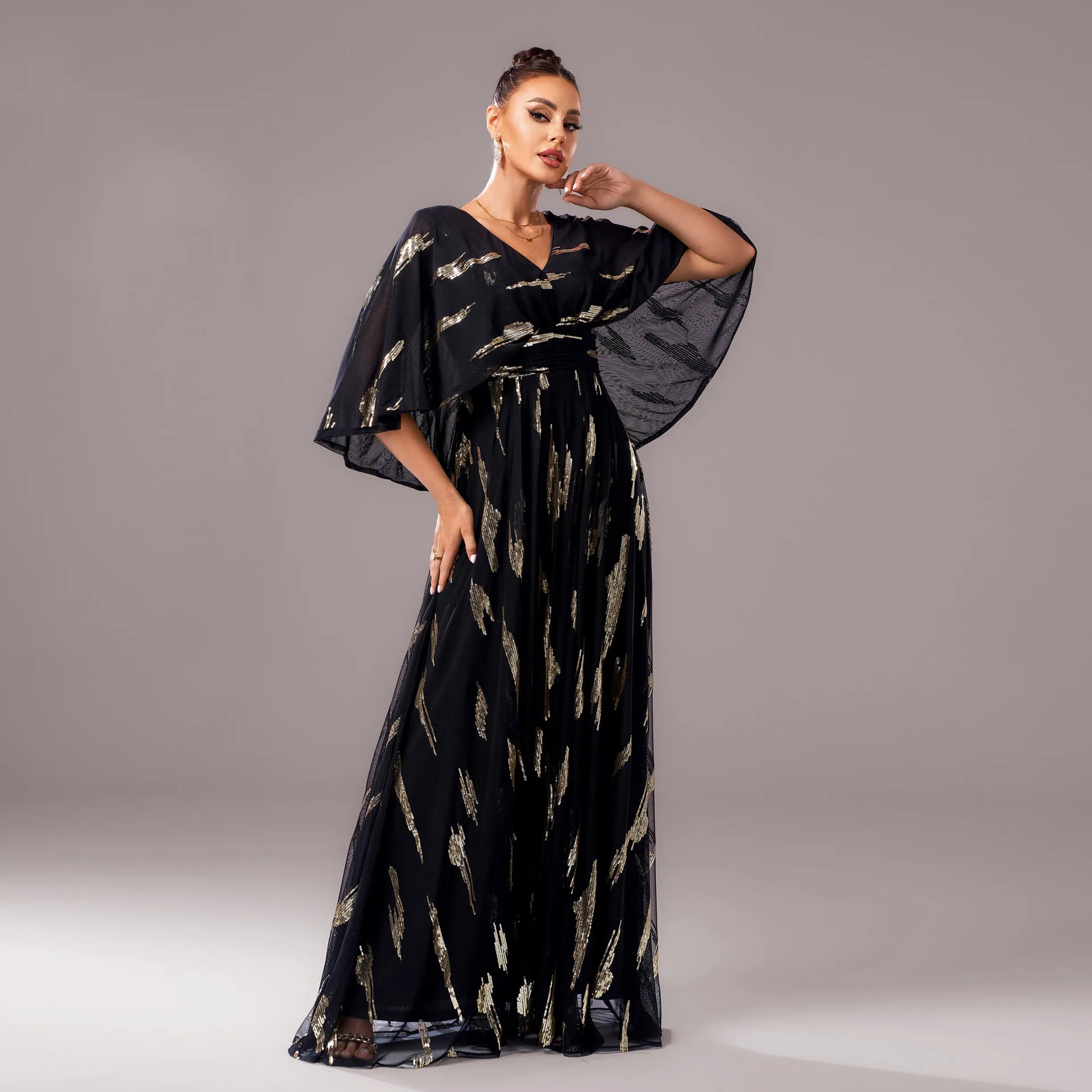 Ele V-Ne Midi Sve Long Sparkling Evening Dr Women's Canion Dr High Waist Knitted Bodycon Skirt Polyester