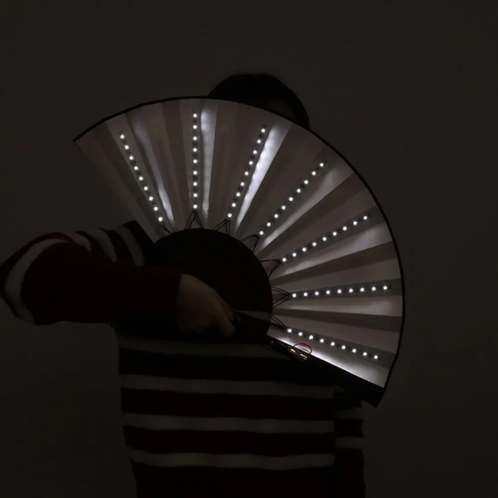 Creative Glow Folding LED Fan Colorful Glow in The Dark LED Luminous Fan Festivals Handmade Dancing Light Fan Halloween Party