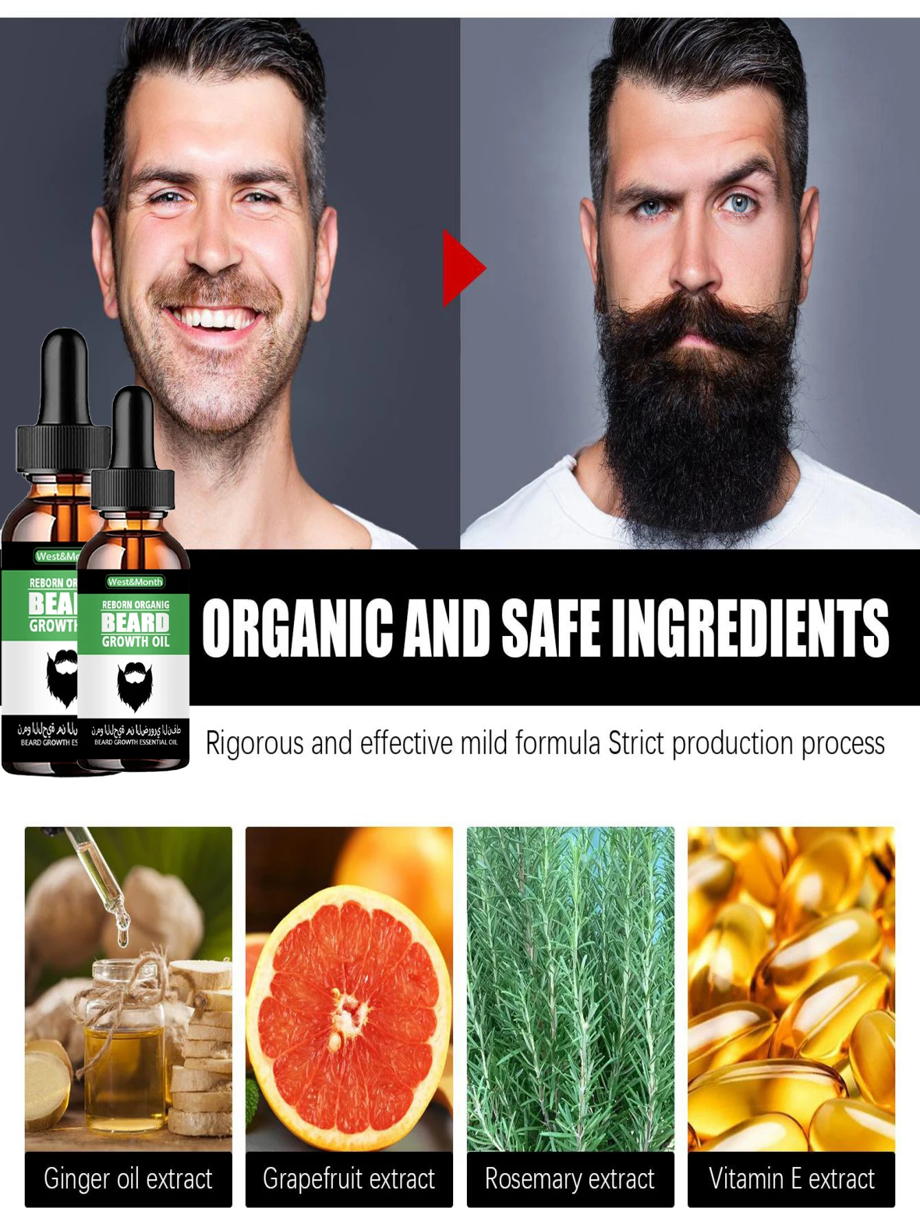 Men Beard Growth Roller Set Beard Growth Kit Men\'s Beard Growth Essence Nourishing Enhancer Beard Oil Spray Beard Care