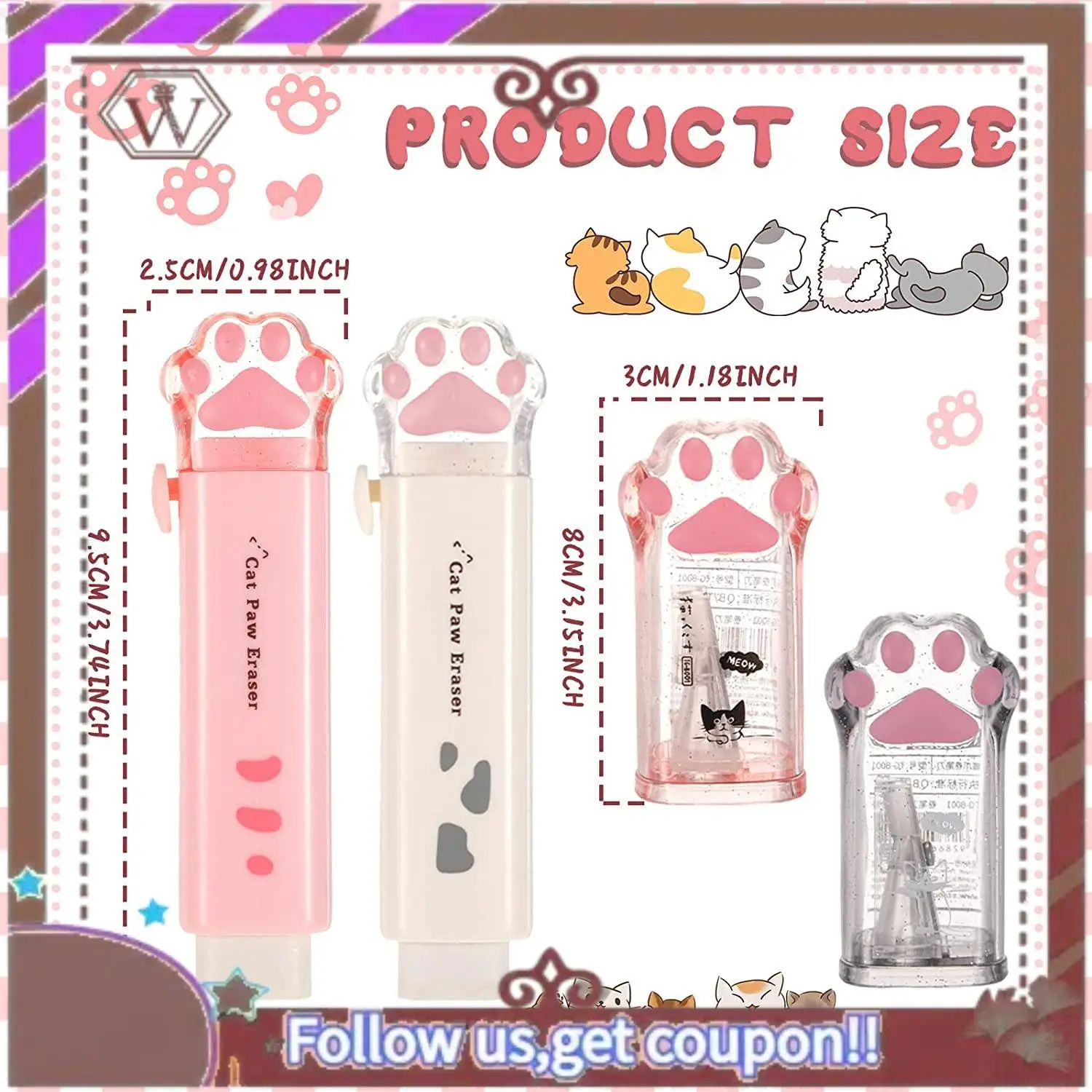 ABBG-4 Pcs Cute Cat…