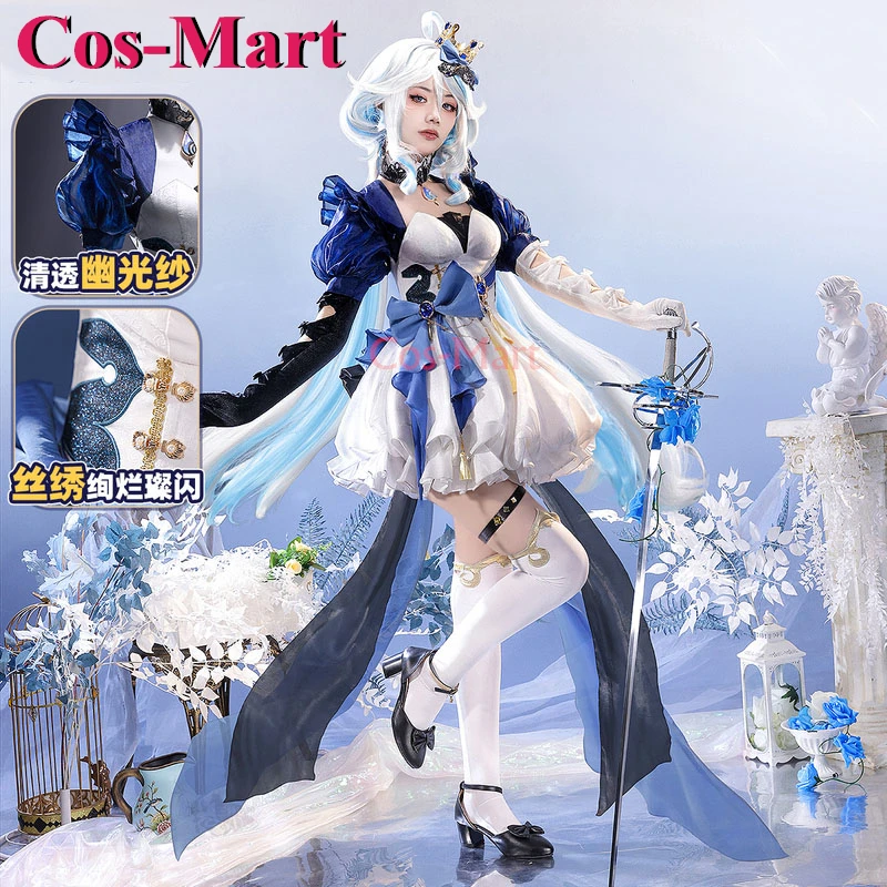 

Cos-Mart Game Genshin Impact Furina Косплей Костюм Аквамарин Алиса Великолепное Милое Платье Активная Вечеринка Ролевая Игра Одежда Новая