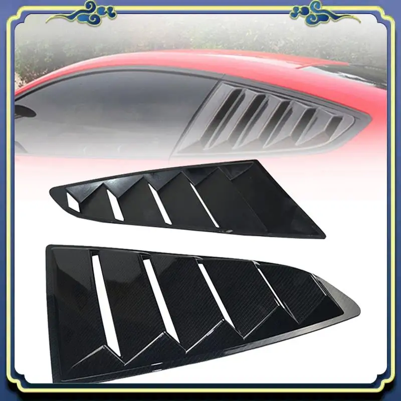 

AU16-Carbon Fiber Color Rear Side Vent Quarter Window Louver Shutter Cover Trim Parts Accessories For Ford Mustang 2015+