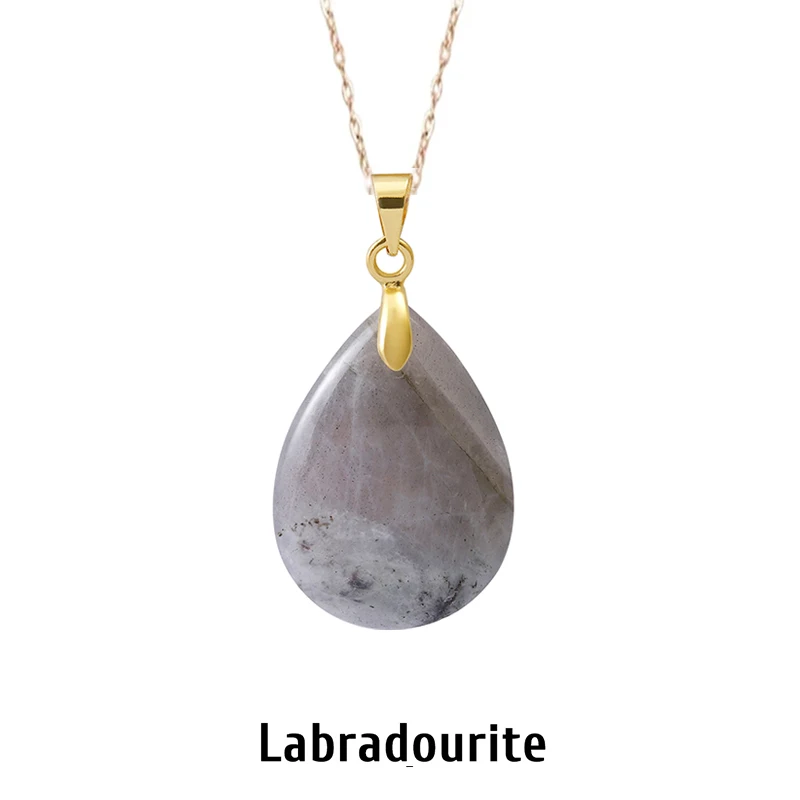 New Fashion Natural Stone Crystal Pendant Teardrop Simple Pendant Necklace For DIY Necklace Earrings Making Jewelry With Chain