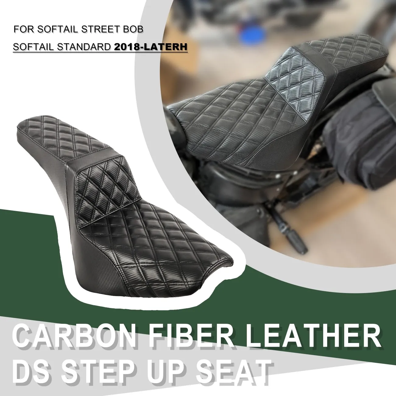 

Carbon Fiber Leather DS Step up Seat for Softail Street Bob Softail Standard 2018-later without Gel Inside Motorcycle Parts