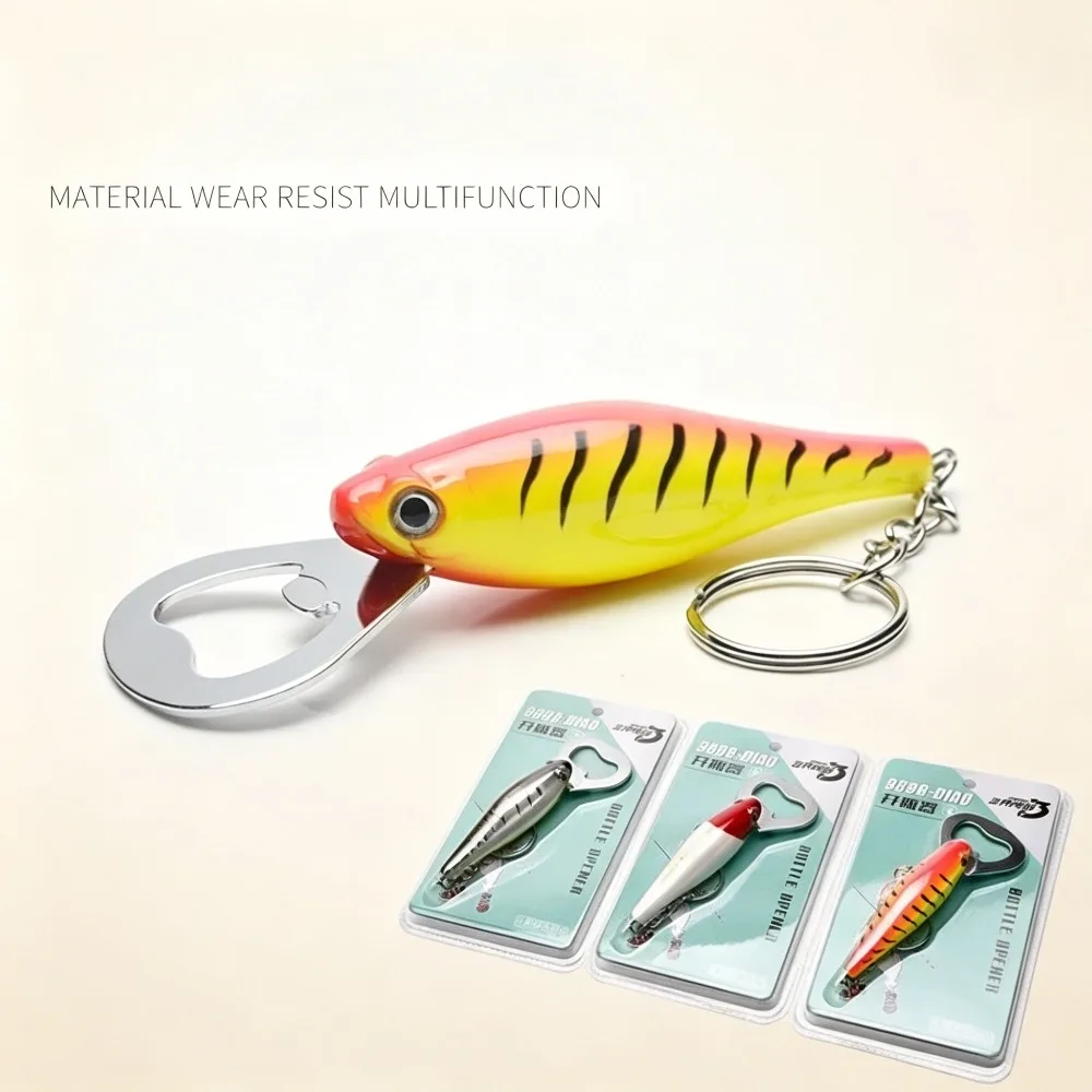 Fish Shaped Lure Bottle Opener Thick Stainless Steel Multifunctional Keychain Portable Anti Drop Bait Decoration Beer Opening