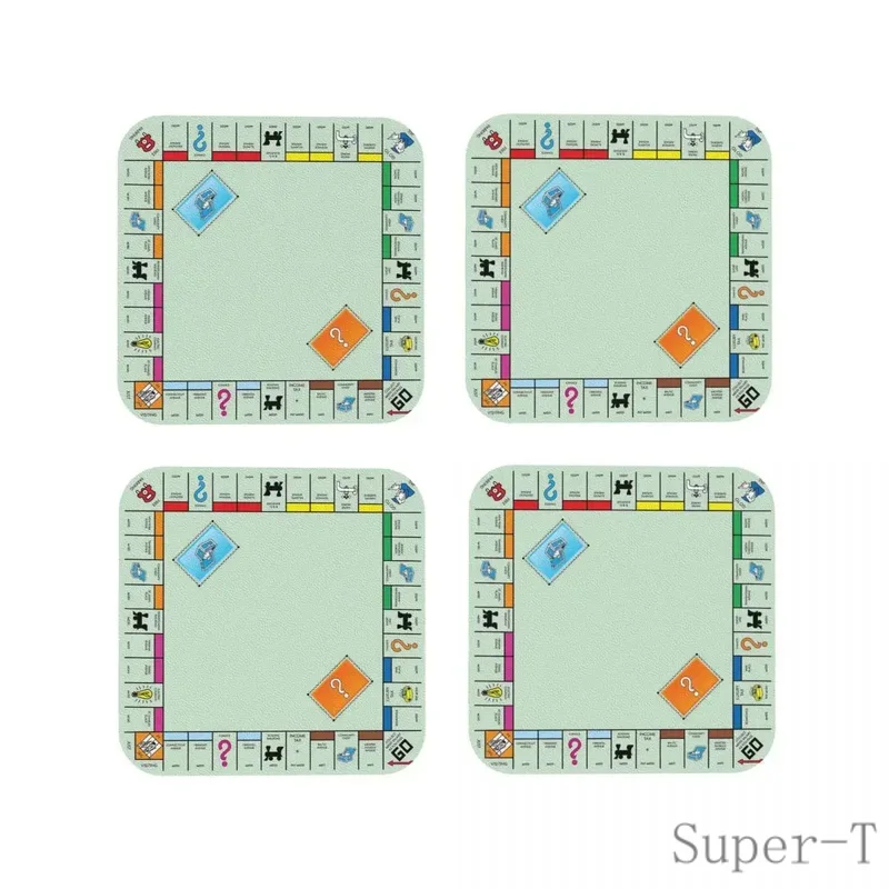 Board Game Board- Monopoly Coasters Kitchen Placemats Non-slip Insulation Cup Coffee Mats For Decor Home Tableware Pads Set of 4