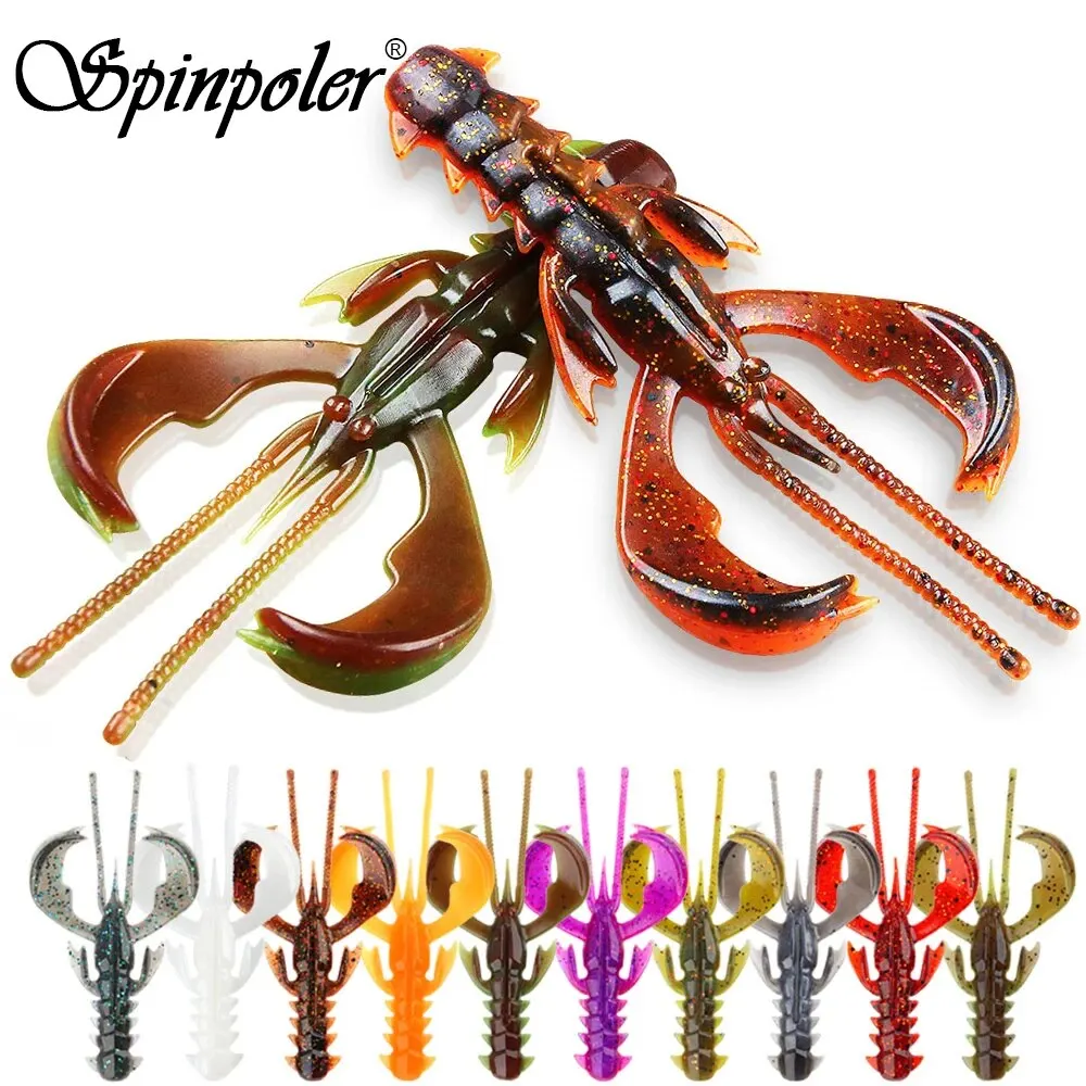 Spinpoler Agile Shrimp Soft Bait Fishing Lure TPR Floating Salted UV Active Crayfish For Weedless Rigs Jig Ned Split Drop Shot