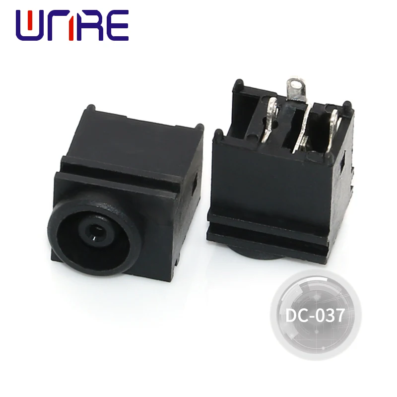 DC-037 3P Black/Green DC Power Socket Interface Black Female Connector Adapter Equipment Product Charging Port Accessories