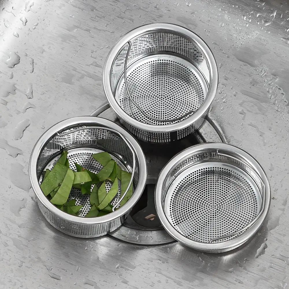 Kitchen Sink Strainer Stainless Steel Plug Filter Basket Water Sink Plug Waste Drainer Anti-Blocking Cleaning Accessories