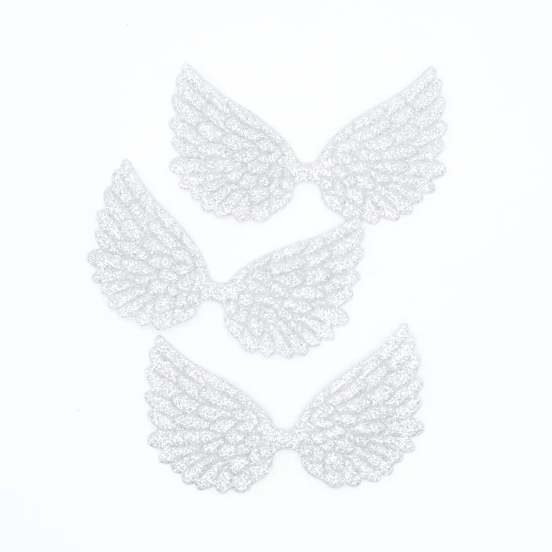 20Pcs Shiny Angel Wing Patches Glitter Fabric Fairy Wing Crafts Appliques Diy Girl Wing Decorative Supplies