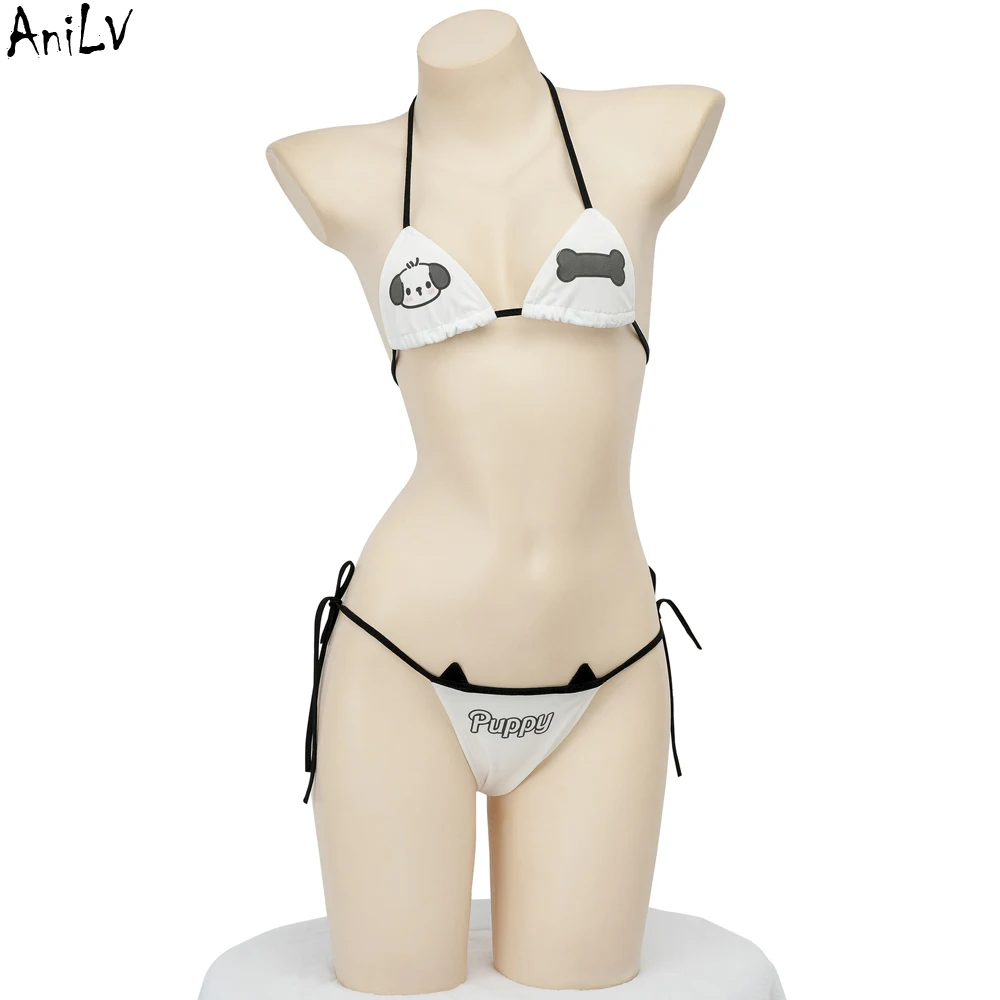 AniLV Anime Cartoon Puppy Bikini Uniform Woemn Cute Dog Bone Underwear Outfit Cosplay Costume