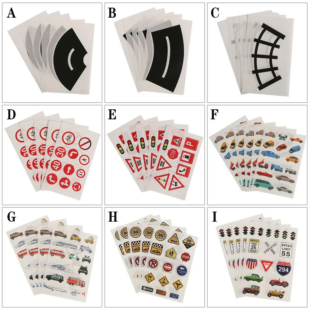 1/5Pcs DIY  Learning Intelligence Railway Road Tape Safety Education Study Road Signs Tool Traffic Sticker