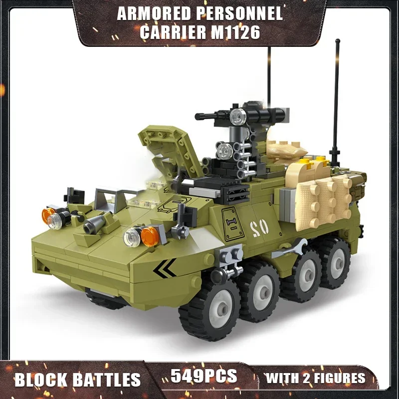 

549PCS Armored Vehicle Model Building Plastic M1126 Transport Panzer Bricks Military Puzzle Blocks Toys for Boys Gift