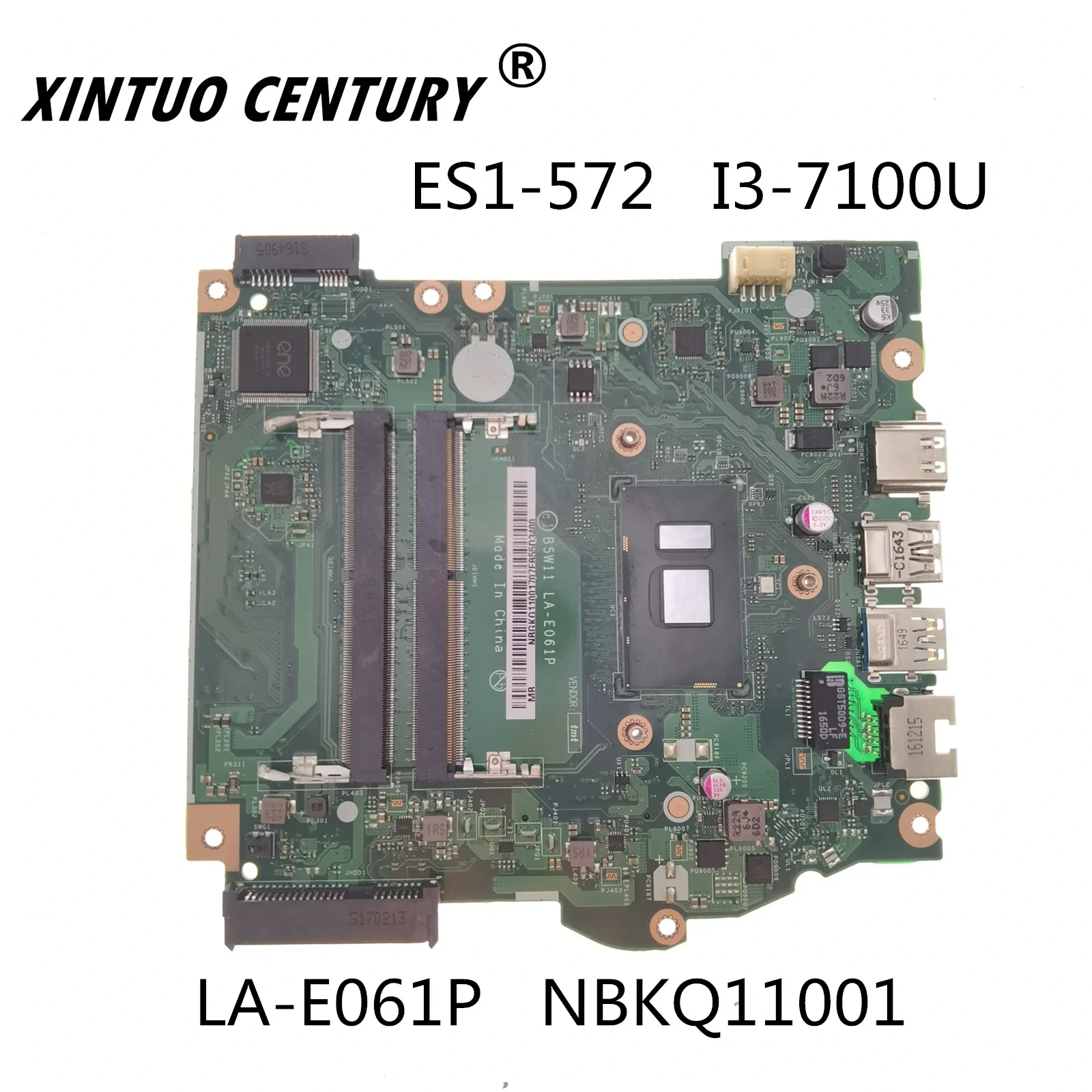 

NBGKQ11001 motherboard for Acer Aspire ES1-572 laptop motherboard B5W11 LA-E061P with SR2ZW I3-7100U CPU DDR4 100% test work