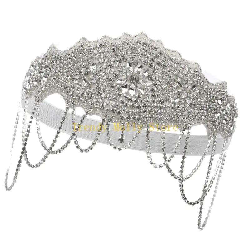 N5KB แถบคาดศีรษะ Rhinestones ประกายสำหรับผู้หญิงปาร์ตี้เต้นรำอุปกรณ์เสริมผม Comfort Fit