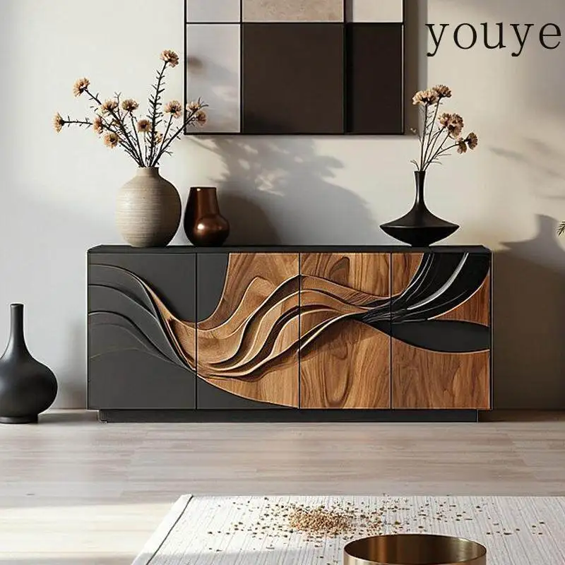 

porch cabinet, living room against the wall locker, high-end villa retro creative relief personalized decorative cabinet