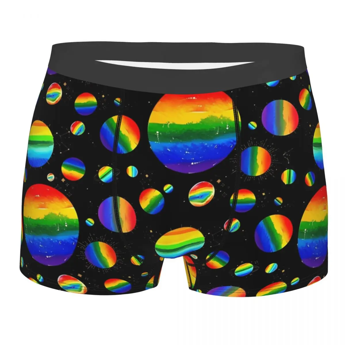 Rainbow Planets Men Boxer Briefs Pride Flag Highly Breathable Underwear Top Quality Print Shorts Birthday Gifts