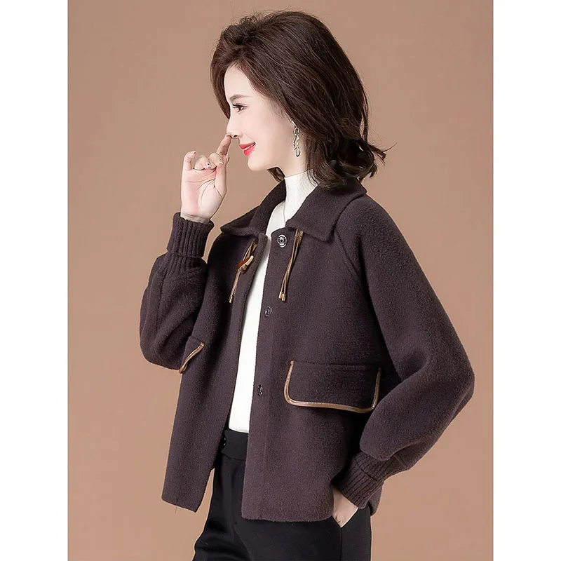 

Little Mother Women's Woolen Short Coat 2024 Spring New Female 40-year-old Middle-aged Loose Comfortable Overcoat Spring Jacket