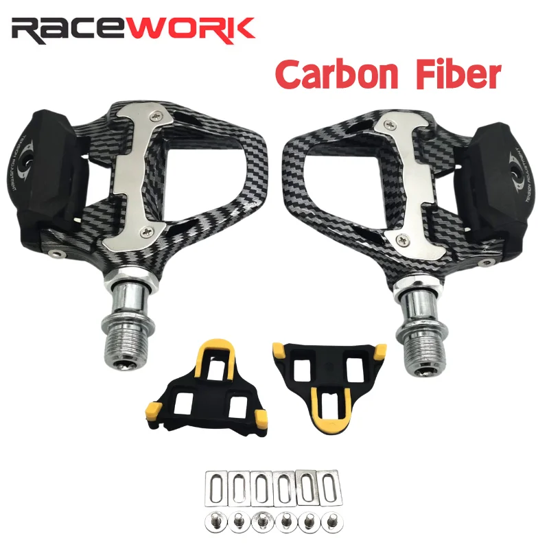 RACEWORK Carbon Fiber Pedals Self-Locking Suitable forSHIMANO forLOOKKEO Road Bike High Quality Bearing Pedals Bicycle Parts