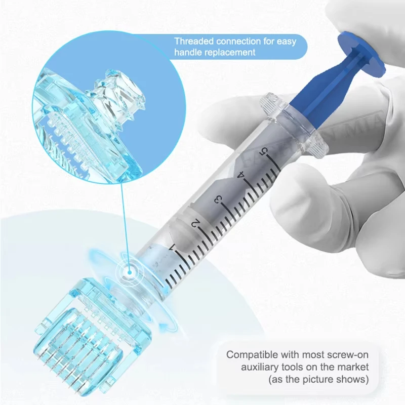 일회용 더마 롤러 헤드, 얼굴 헤어 트리트먼트용 티타늄 롤러 헤드, 나사 주사기 리프트 메조테라피, 3 인 1 S1, 49 핀, 64/112 핀
