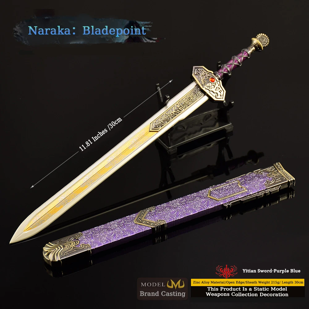 11.6-Inch Metal Naraka Game Peripherals Katana "Yitian Sword" Original Samurai Sabre Anime Steel Sword Real Size Japanese Toy