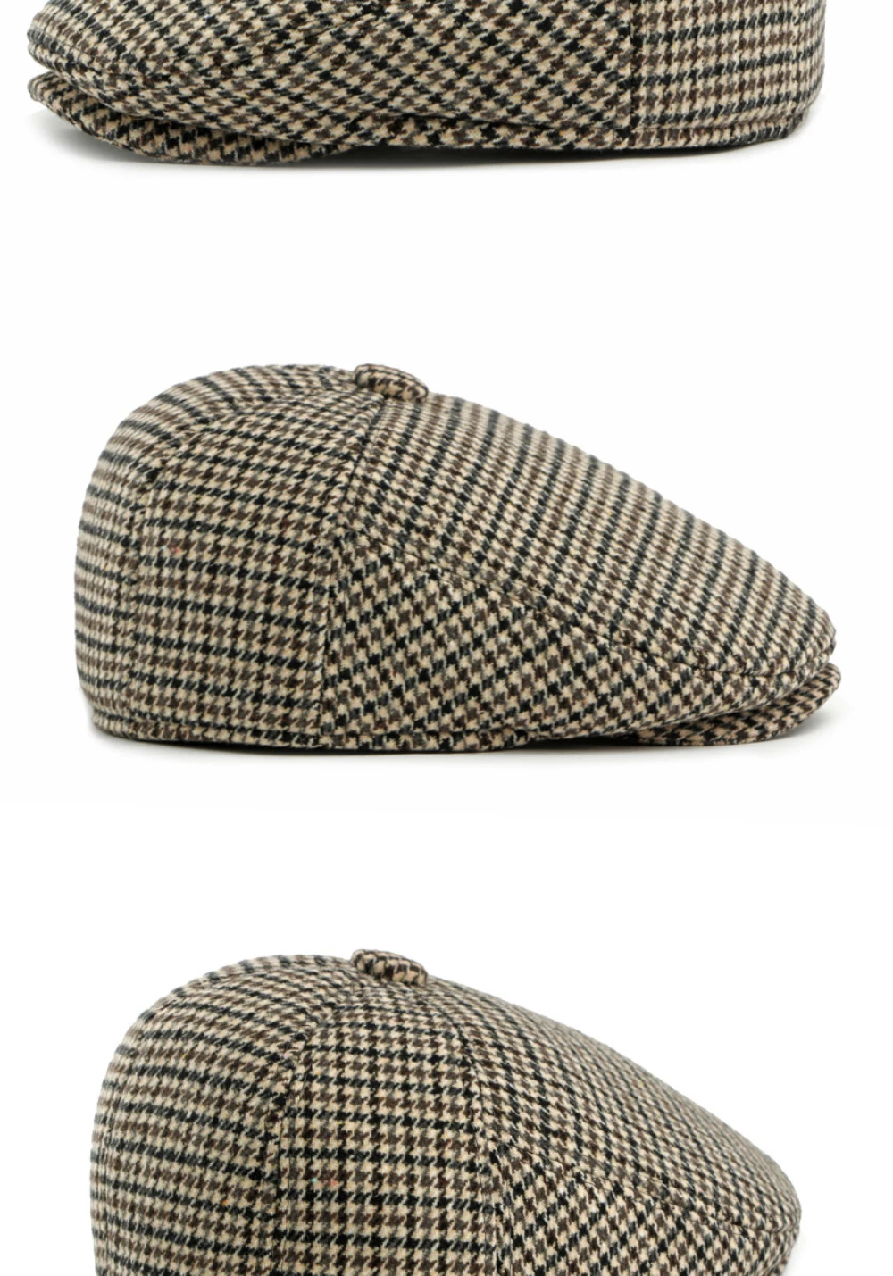 HT5164 Herren- und Damen-Baskenmütze, dicke warme Ohrenklappenmütze, Herbst-Winter-Karo-Ivy-Flatcap, Baskenmütze mit Ohrenklappen für Männer und Frauen. – Detail 9
