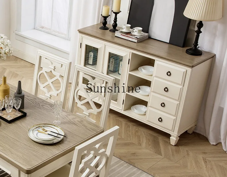 American side cabinet kitchen living room household all solid wood light luxury retro wall storage FT