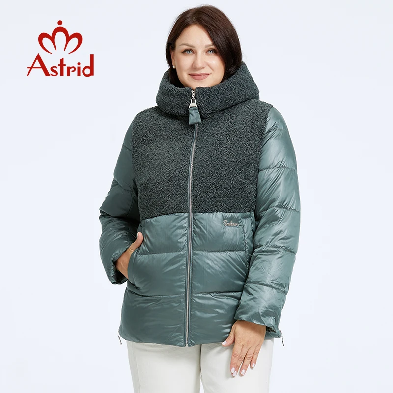 

Astrid 2023 Winter Women's Jacket Plus Size Parkas Women Clothing Faux Fur Tops Fashion Stitching Padded Coats Outerwear 10003