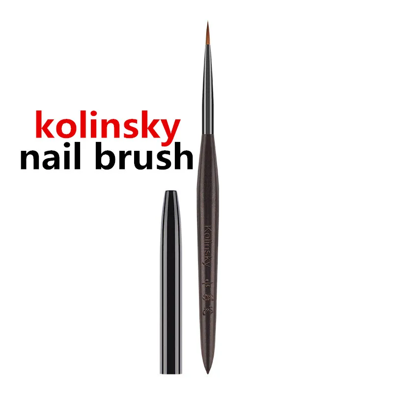 Pincel delineador de uñas Kolinsky con mango de sándalo, 1/2 piezas, bolígrafo para pintar uñas, pinceles de gel UV acrílico, herramienta de manicura de cristal, pincel para uñas