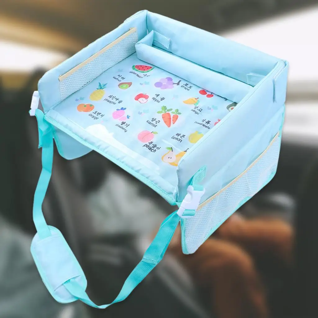 Kids Car Seat Tray Stroller Road Plane Train Play Pockets Food Lap Tray colorful fruits