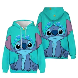 Kawaii Stitch Women's Hooded Sweatshirt Cute Cartoon Autumn And Winter Sportswear Fashions Printed Unisex Long Sleeved Clothing