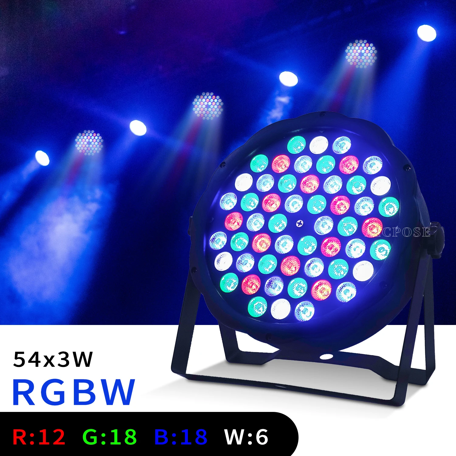 2Pcs/Lots 54x3W RGB 3 in 1 LED Par Light RGBW Flat Spotlight Warm White Ultraviolet Violet Light DJ Disco Party Stage Lighting