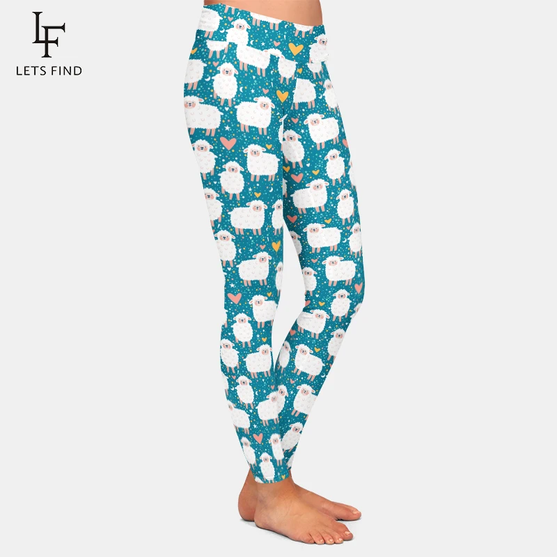 Letsfind Nieuwe Collectie 3D Leuke Schapen Digital Print Womens Fashions Leggings Hoge Taille Fitness Elastische Leggings