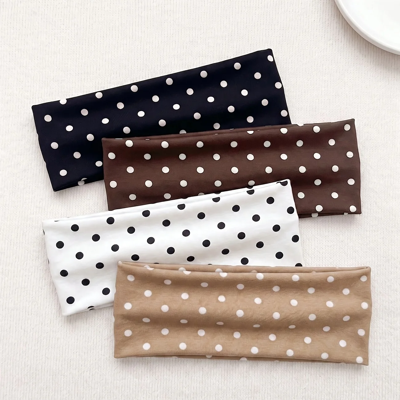 4pcs Set Polka Dot Women'S Headbands, Loose Elastic Head Wraps, Vintage Soft Fabric Headscarves,Non-Slip Hair Additions for Yoga