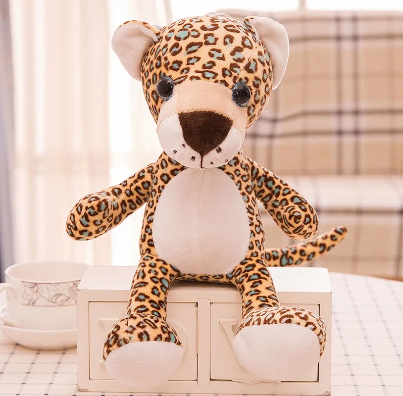 25cm Cute Forest Animal Stuffed Toy Jungle Wedding Throw Children's Gift Claw Machine Doll Giraffe Lion Tiger Leopard